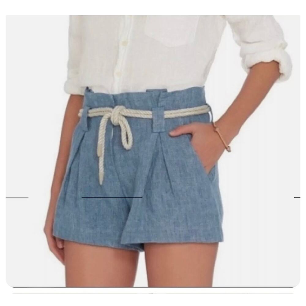 L’Agence Intermix Paperbag Denim Linen Rope Tie Shorts Size 4
